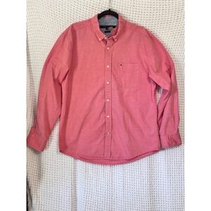 Tommy Hilfiger Mens Button‎ Down Shirt L Classic Fit Salmon Coral